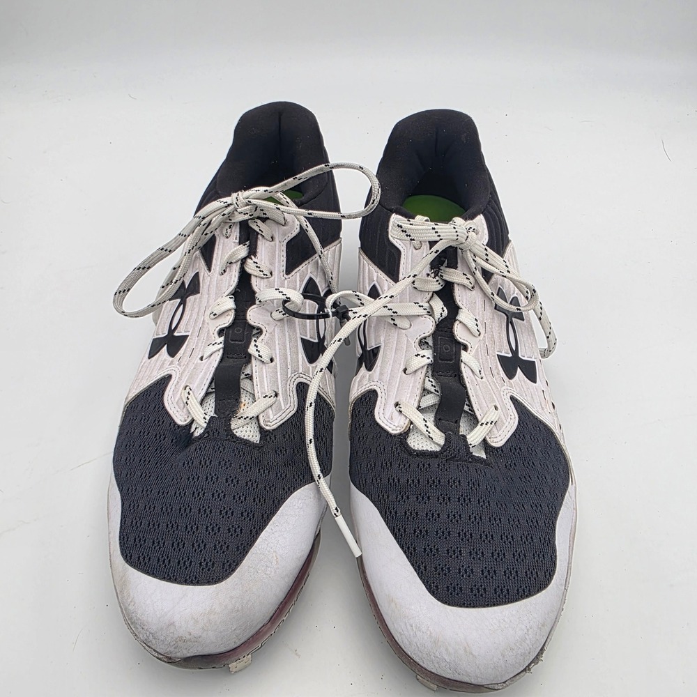 Under Armour Yard Low ST Baseball Cleats White Black Microtips Metal Spikes Mens